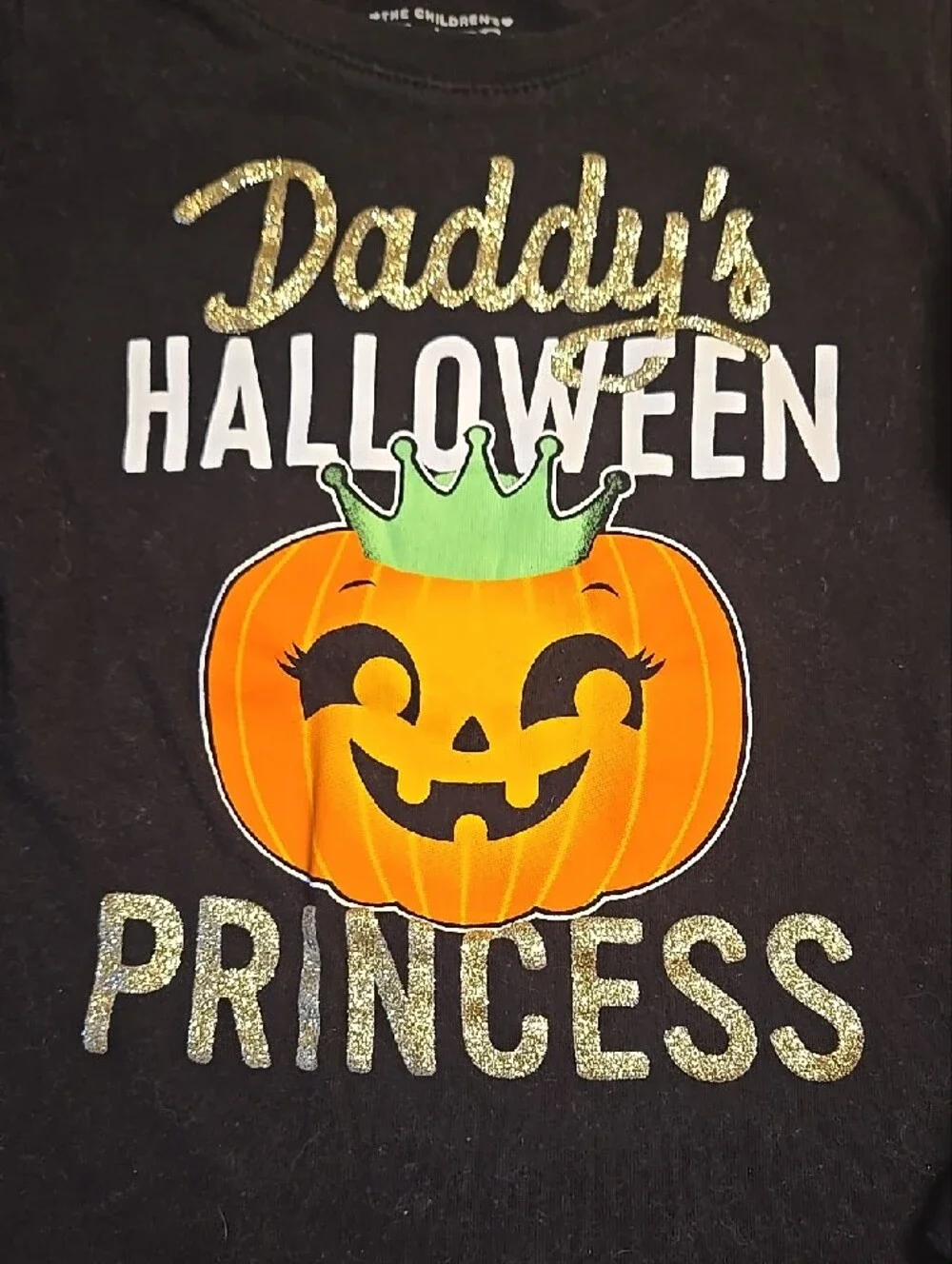 Daddy's Halloween Princess Black Long-Sleeve Kids Tee 3t Glitter